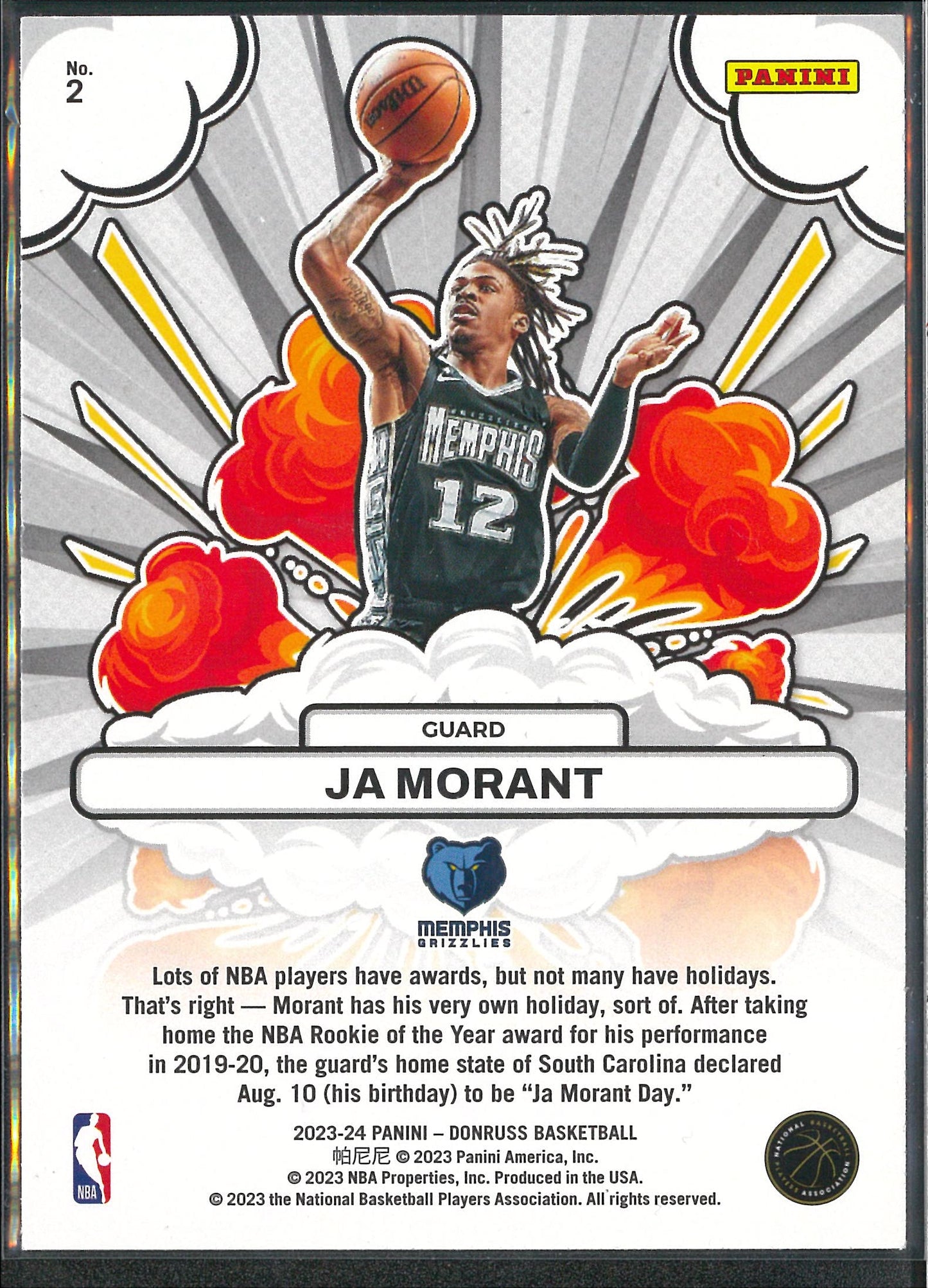2023/24 Panini Donruss #2 Ja Morant Bomb Squad