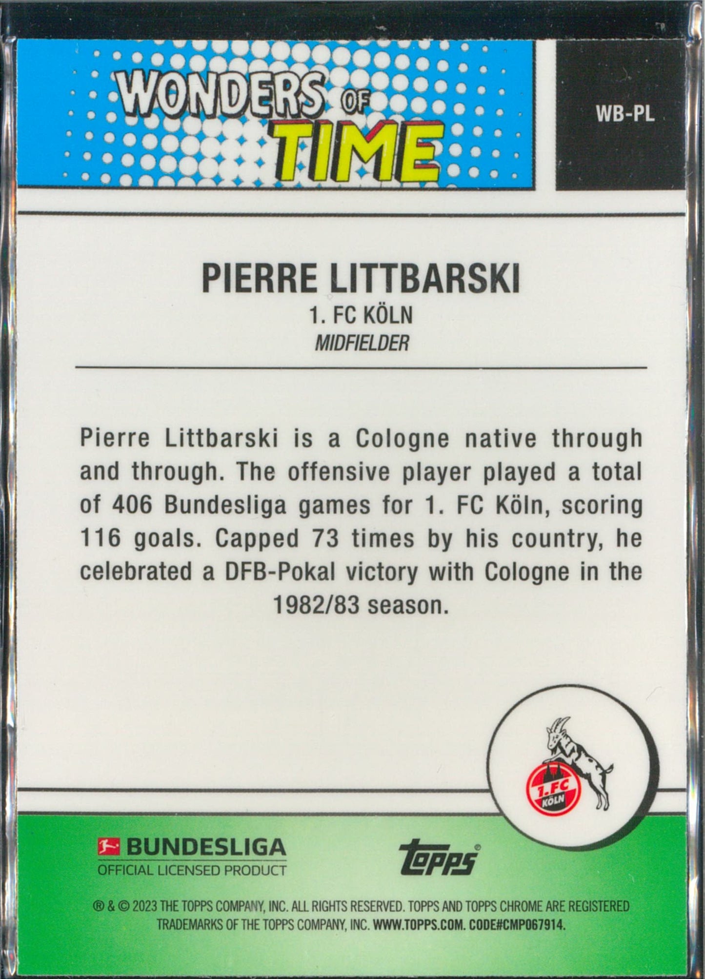 2023 Topps Chrome #WB-PL Pierre Littbarski Wonders Of Time