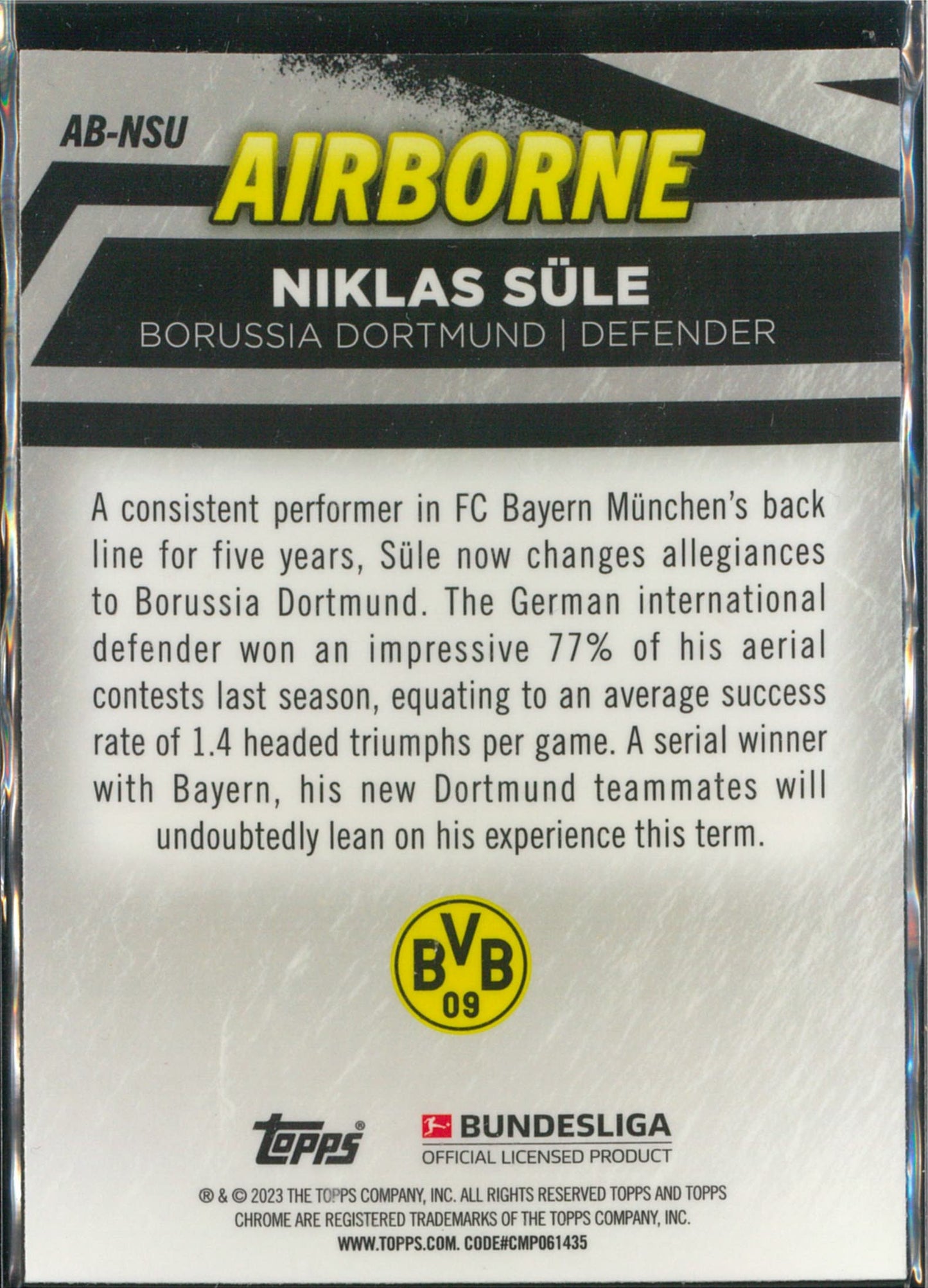 2023 Topps Chrome #AB-NSU Niklas Sule Airborne