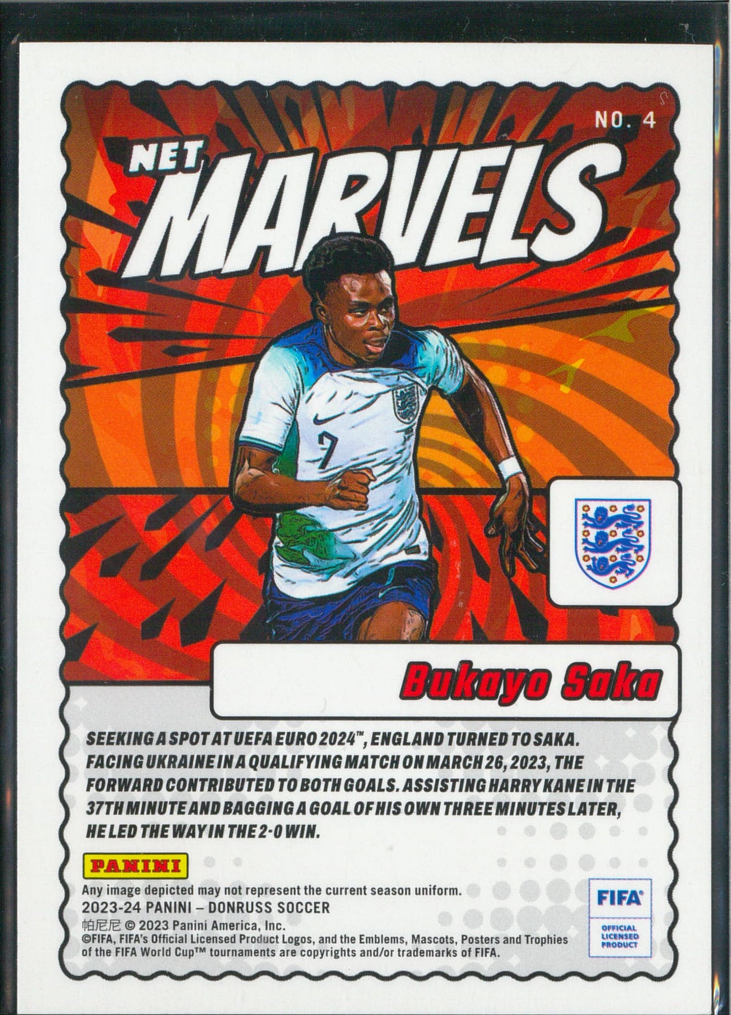 2023/24 Panini Donruss #4 Bukayo Saka Net Marvels