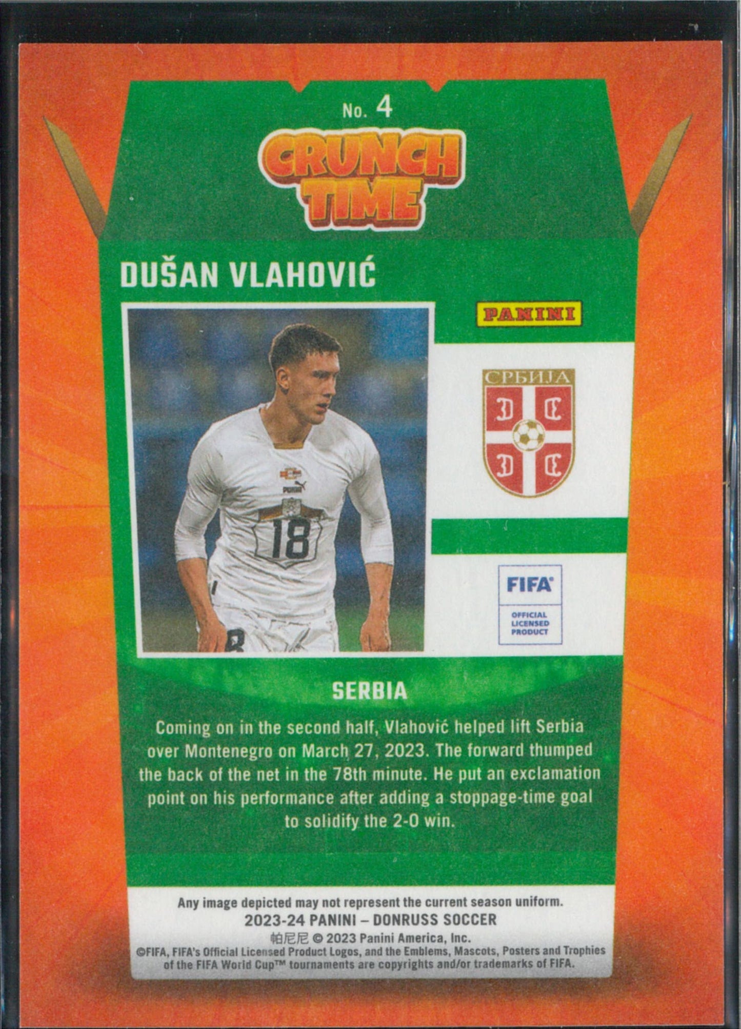 2023/24 Panini Donruss #4 Dusan Vlahovic Crunch Time Red