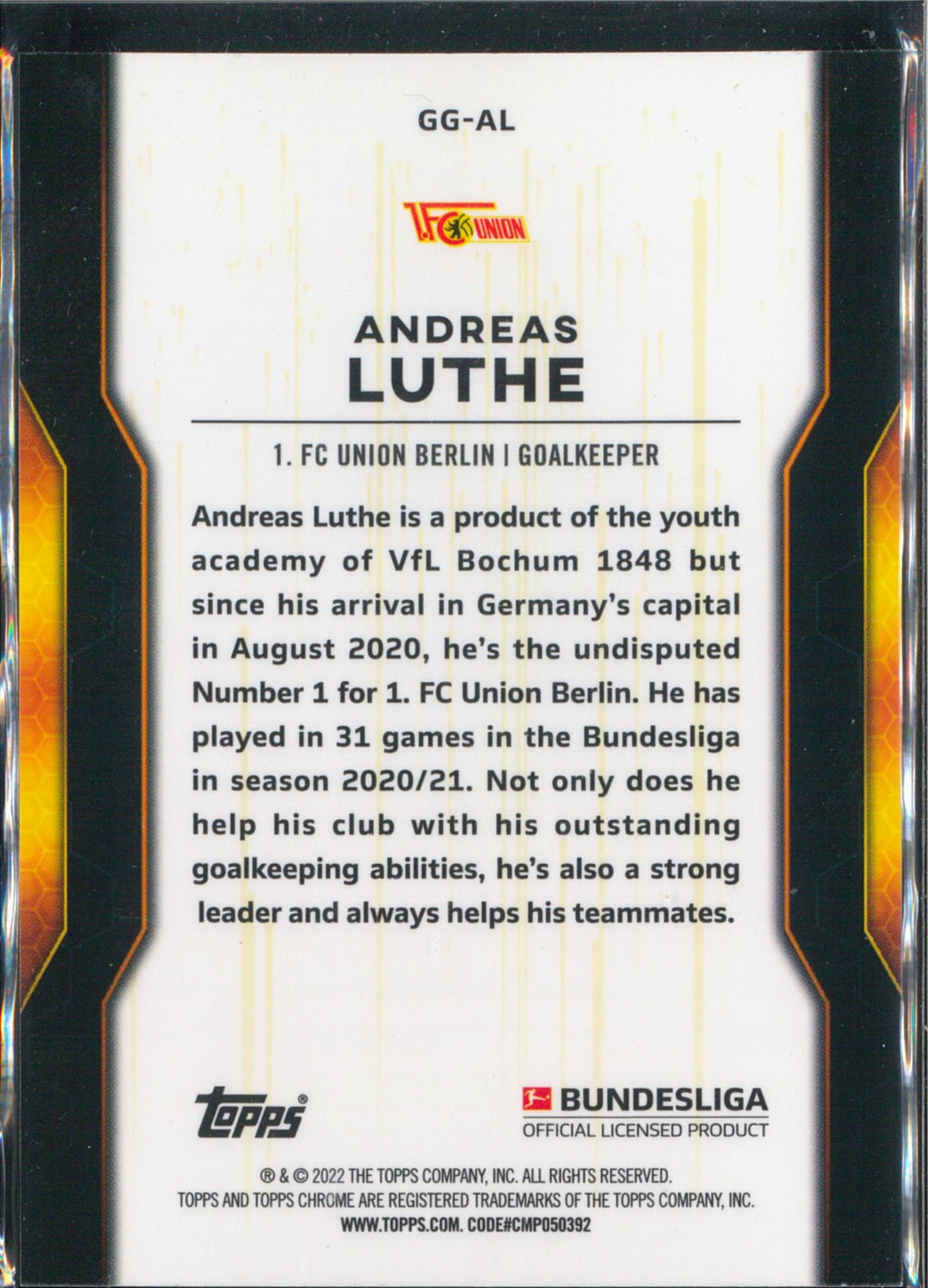 2023 Topps Chrome #GG-AL Andreas Luthe Golden Generation
