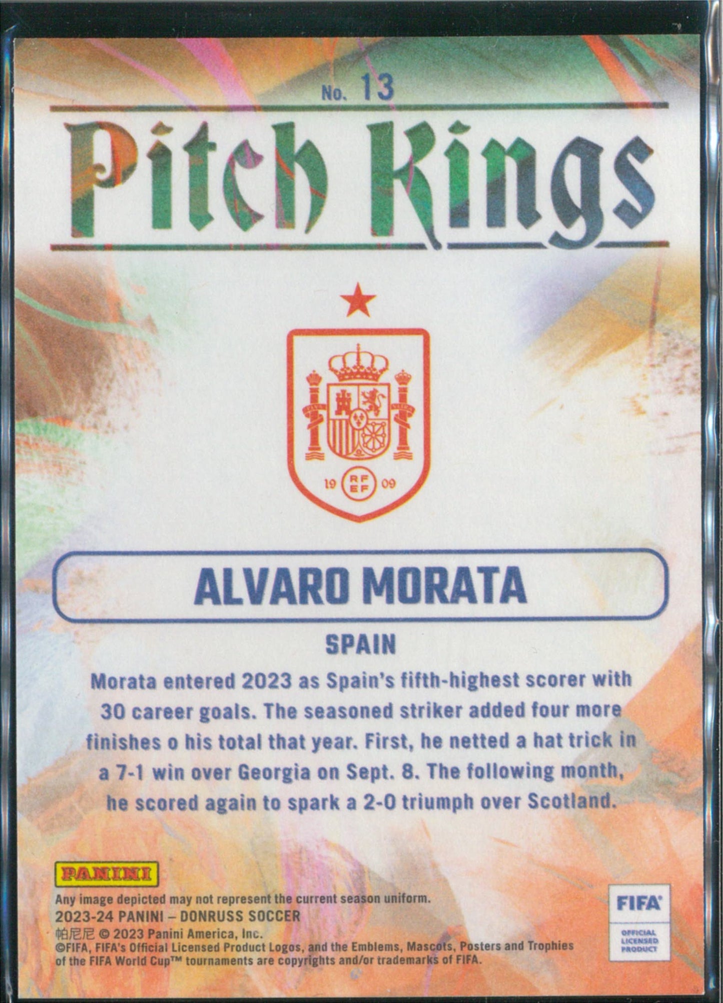 2023/24 Panini Donruss #13 Alvaro Morata Pitch Kings