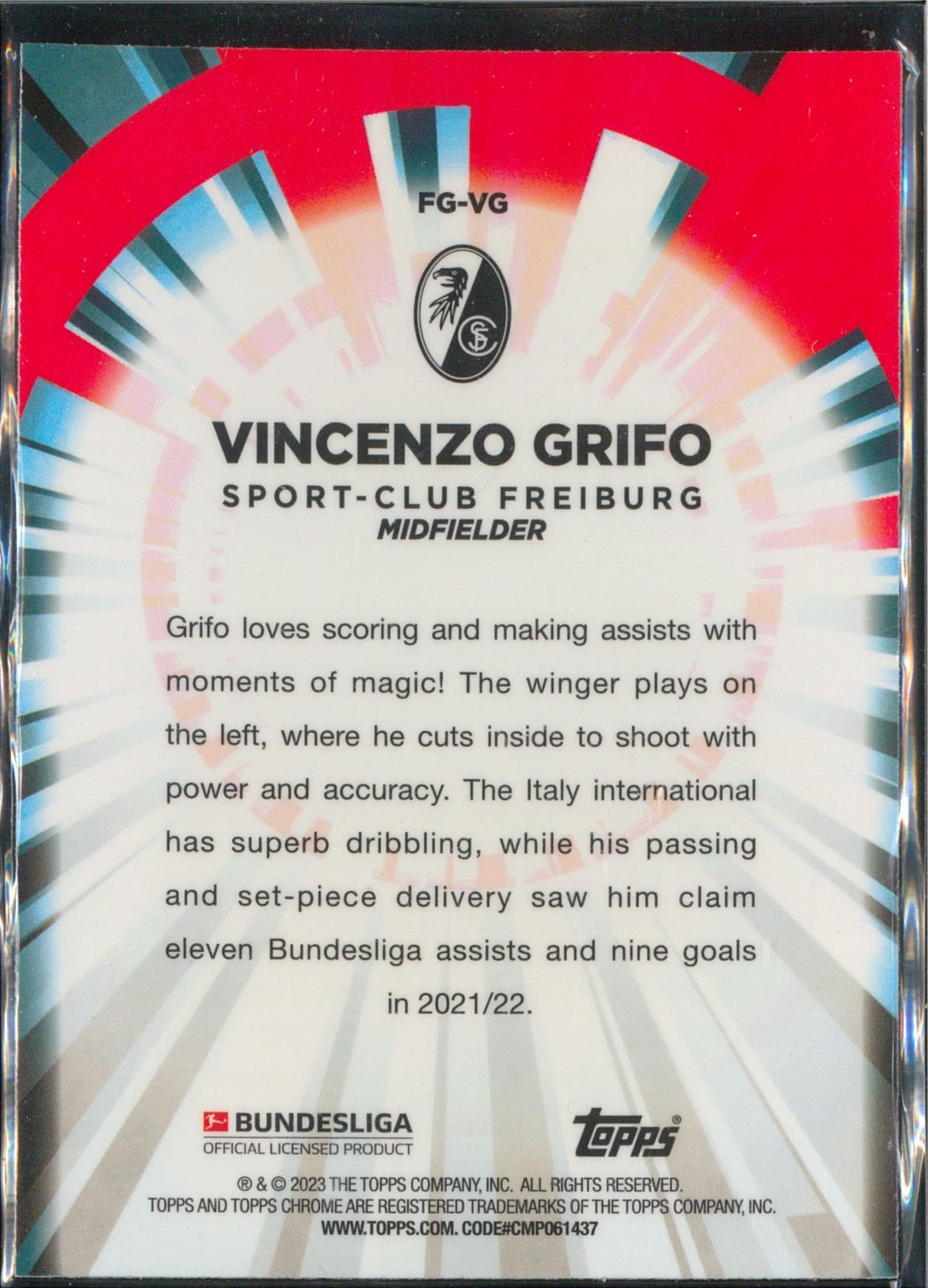 2023 Topps Chrome #FG-VG Vincenzo Grifo Flash Of Genius