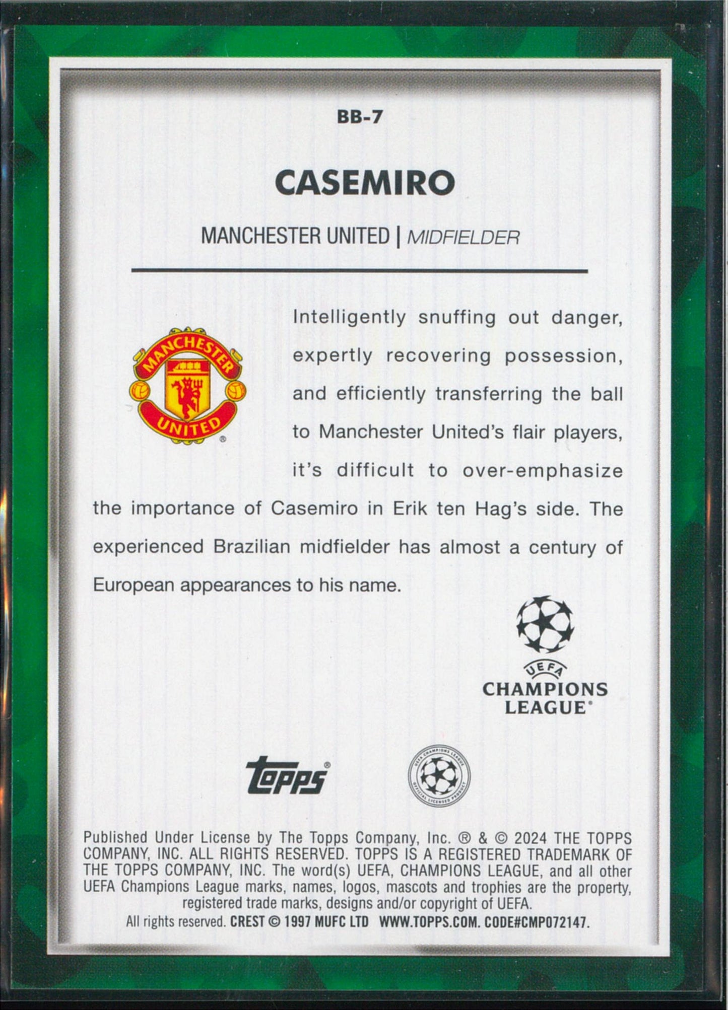2023/24 Topps Carnaval #BB-7 Casemiro Brazilian Ballers