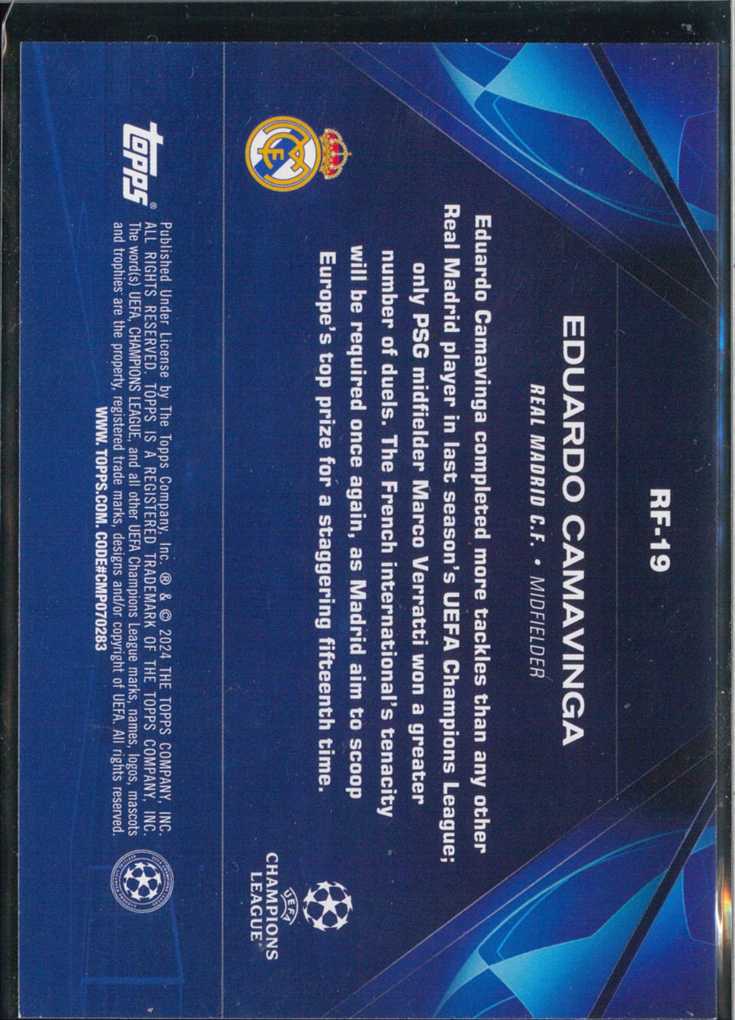 2023/24 Topps Flagship #RF-19 Eduardo Camavinga Road To London