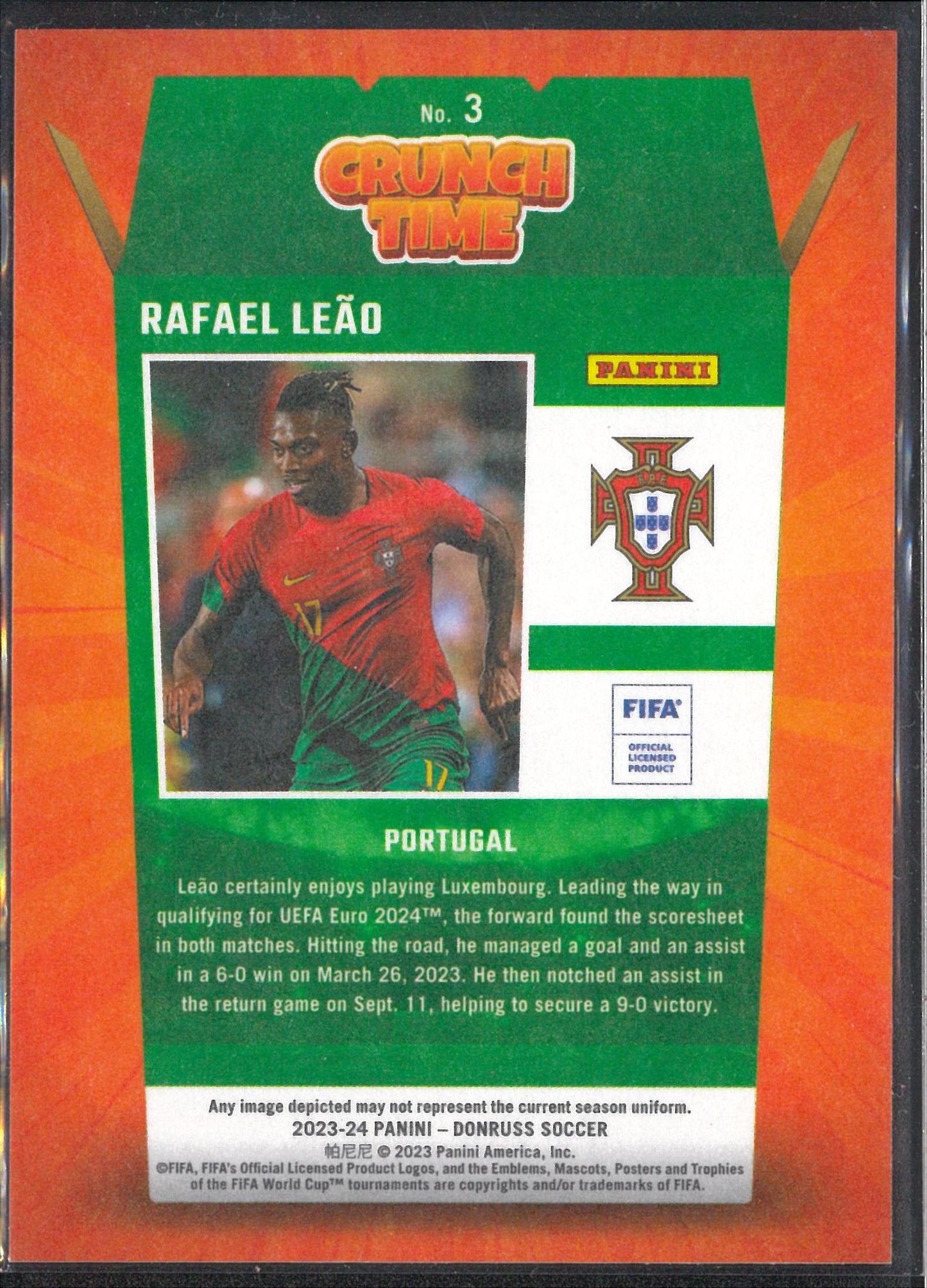 2023/24 Panini Donruss #3 Rafael Leao Crunch Time Red