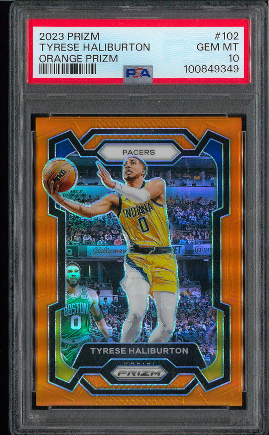 2023 Panini Prizm #102 Tyrese Haliburton Orange /49 PSA 10