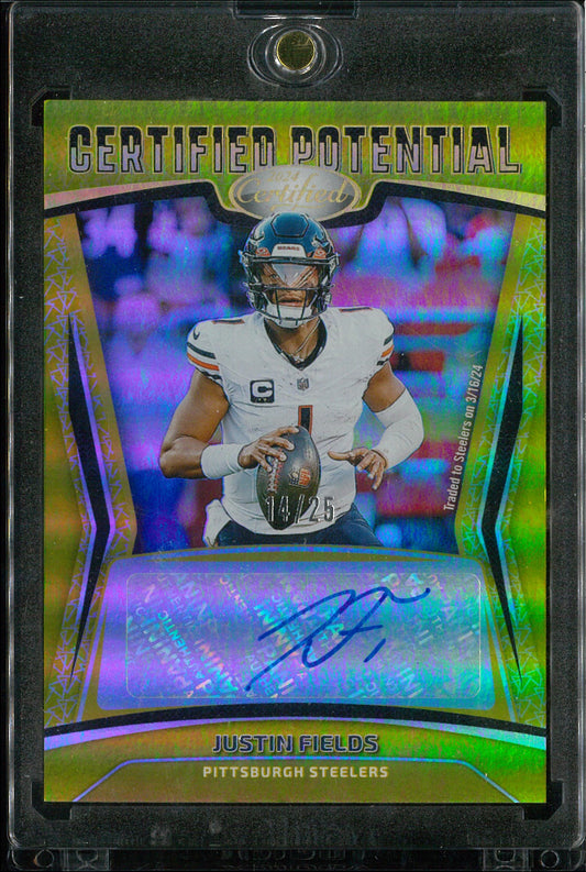 2024 Panini Certified #CPS-JFS Justin Fields Certified Potential Gold Autograph /25