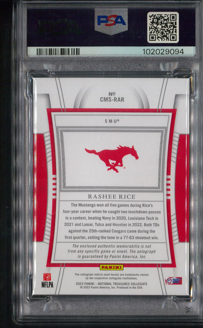 2023 Panini National Treasures College #CMS-RAR Rashee Rice College Materials Signature PSA 8